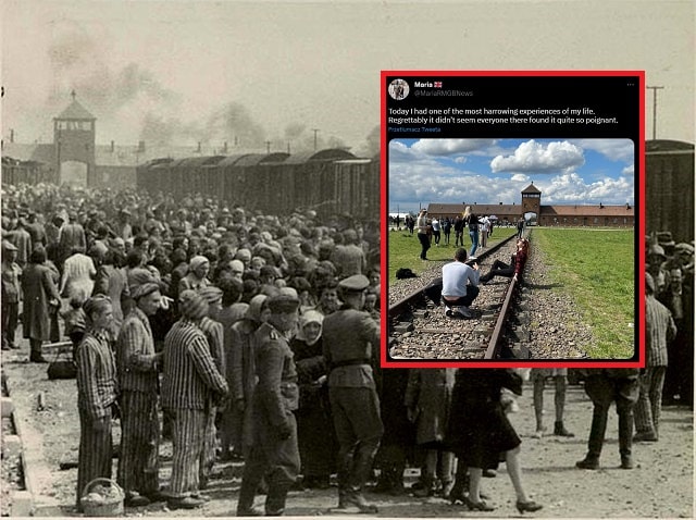 Robili sobie sesję zdjęciową przed bramą do Auschwitz