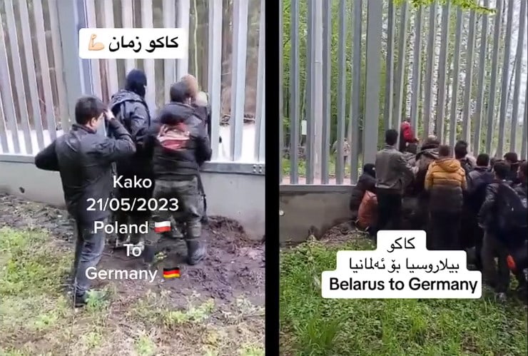 Migranci przecinają ogrodzenie na granicy polsko-białoruskiej zwykłymi piłkami do metalu
