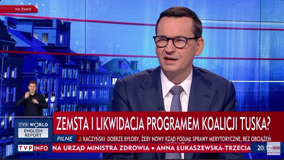 Morawiecki w "Gościu Wydarzeń" do pracowników TVP. "Będziemy was bronić do końca"