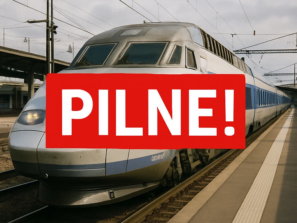 Polak na zewnątrz pociągu TGV