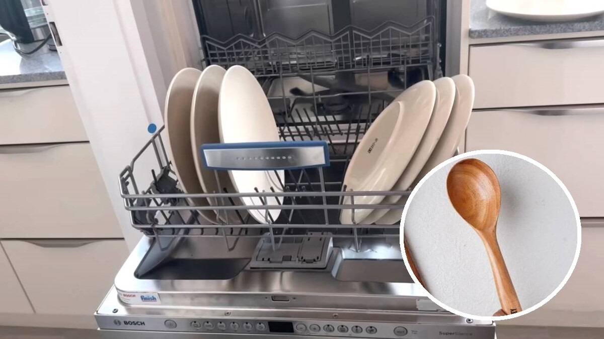drewniana łyżka w zmywarce