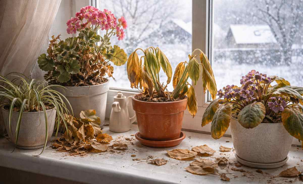 usychające rośliny