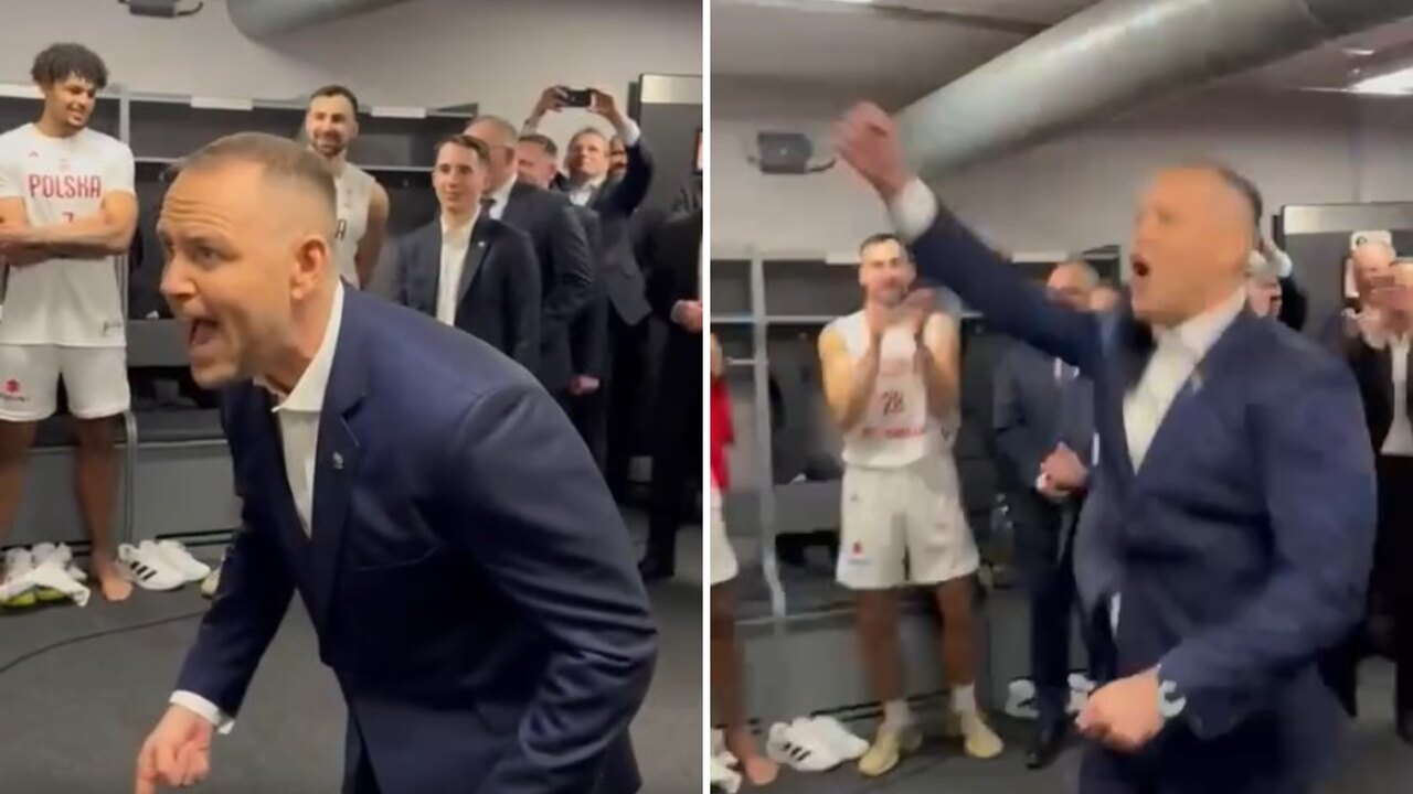 Karol Nawrocki w szatni po meczu z Łotwą