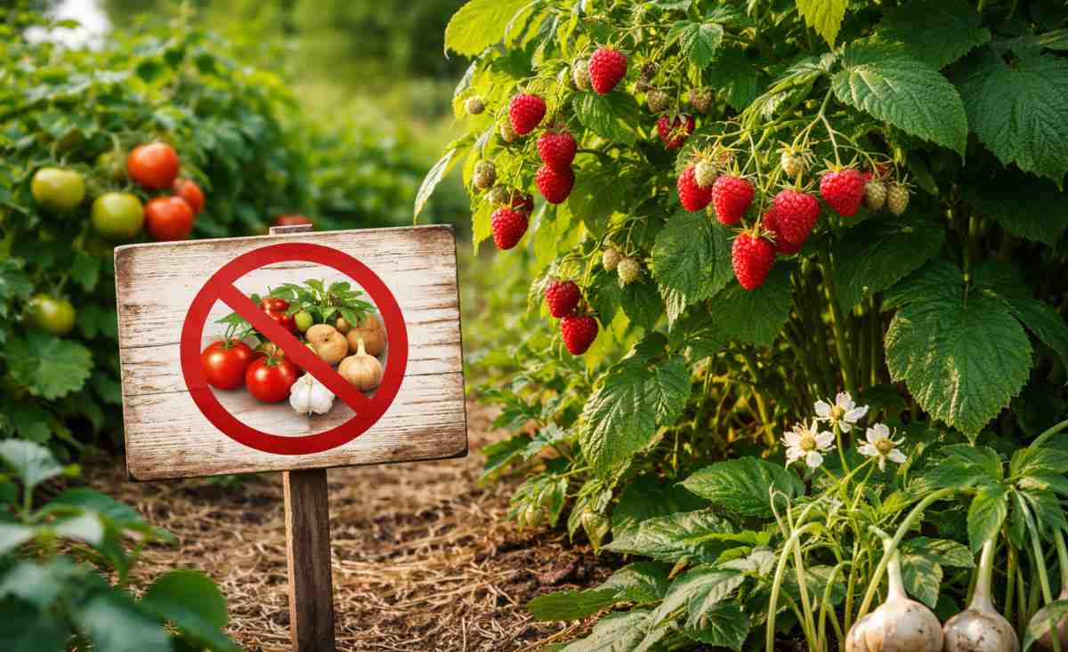 czego nie sadzić obok malin