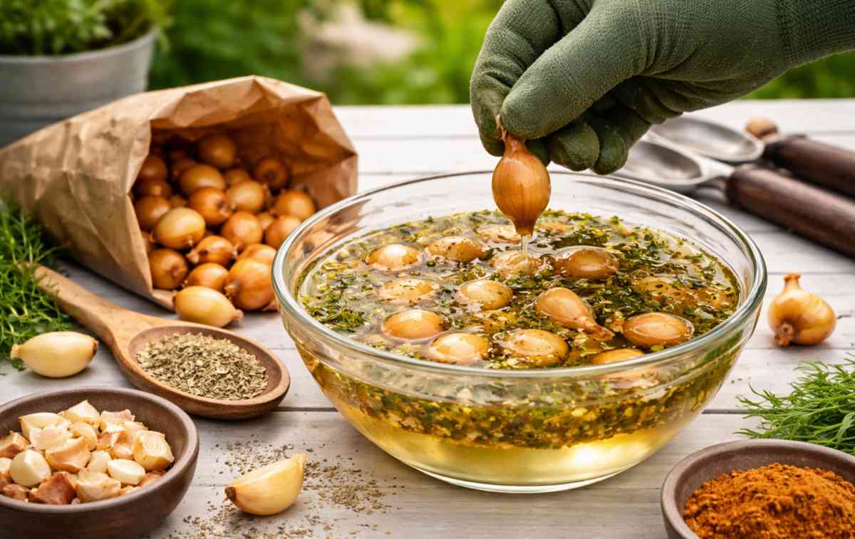 namocz cebulę dymkę przed sadzeniem