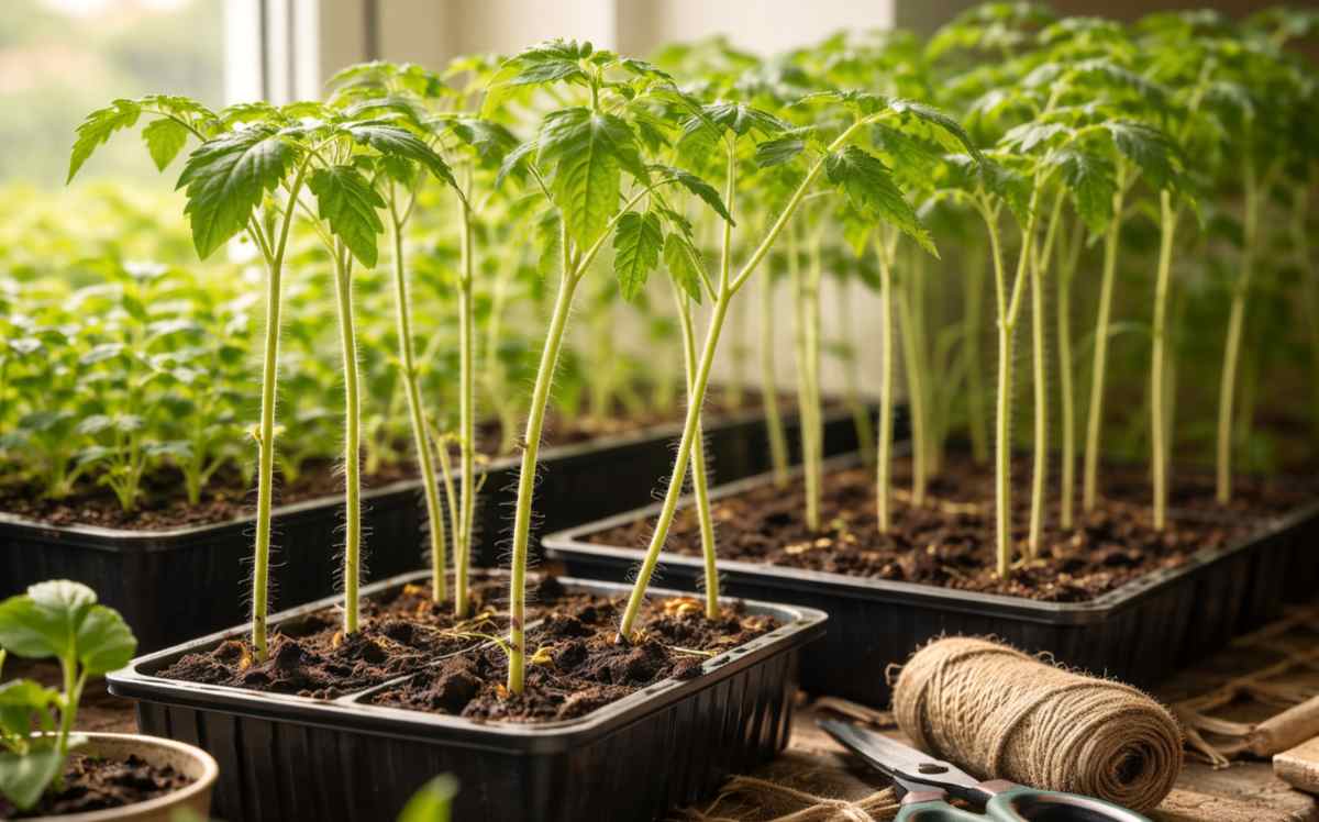 wybujałe siewki pomidorów