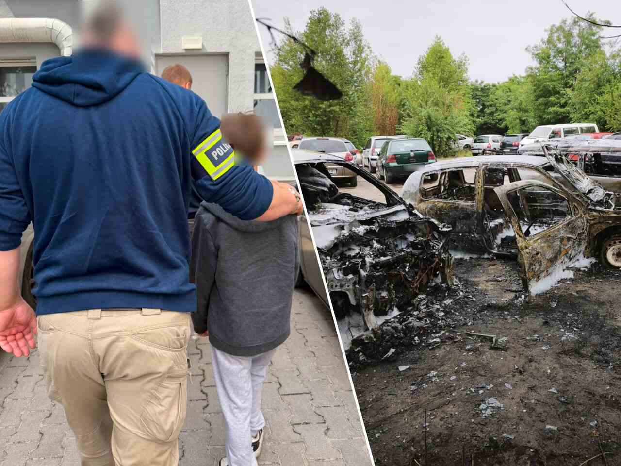 Chłopcy spalili pięć aut