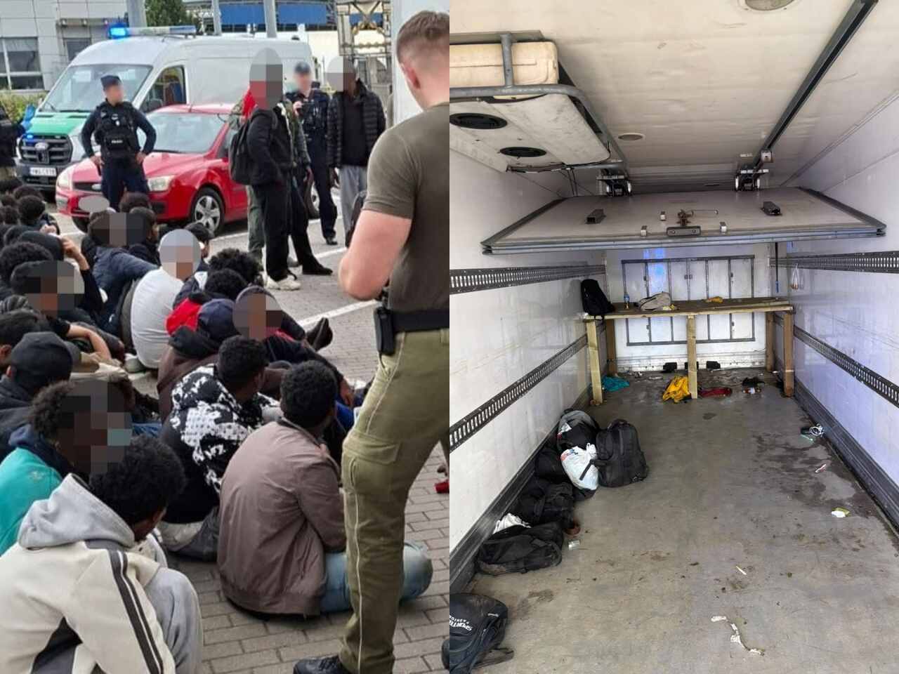 Migranci odkryci w naczepie