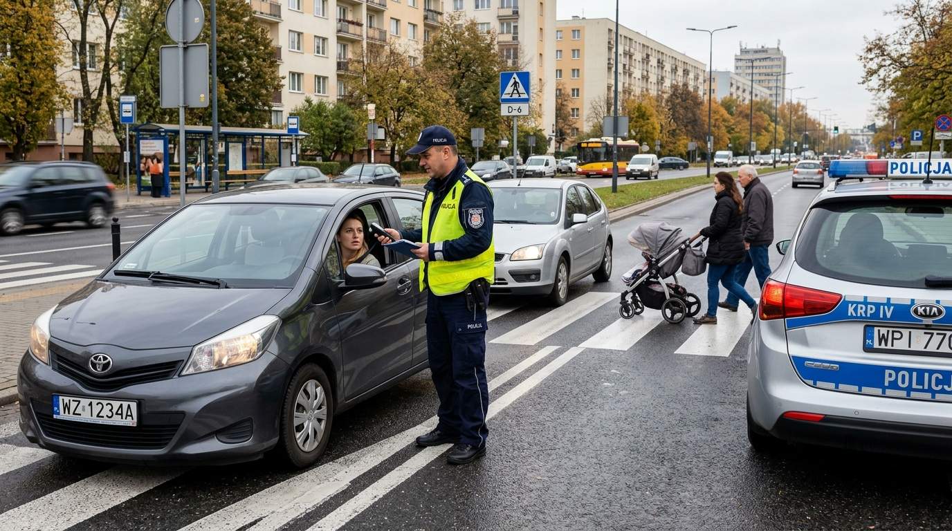 Policja kontroluje przejścia dla pieszych madat 1500 zł