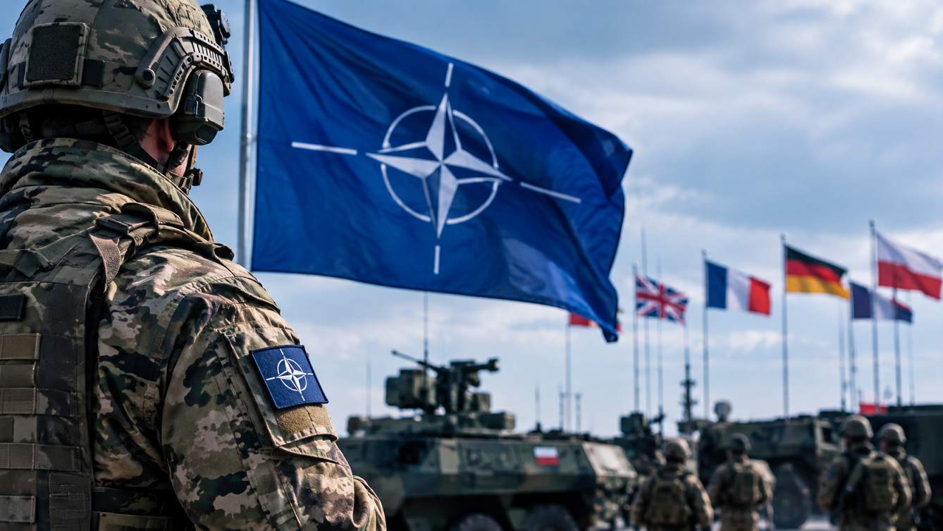 Żołnierz NATO pod Sojuszniczymi Flagami