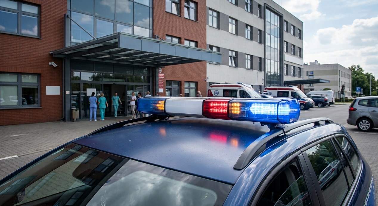 policja pod szpitalem